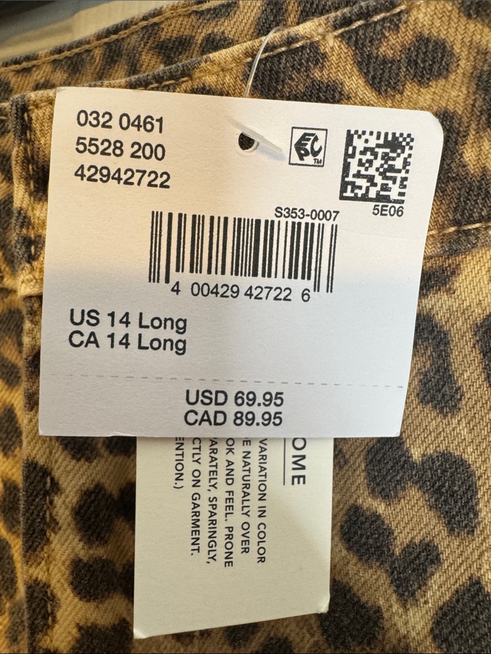 AE Baggy Wide Leg Leopard Print Low Rise Jeans Size 14L - Picture 7 of 8